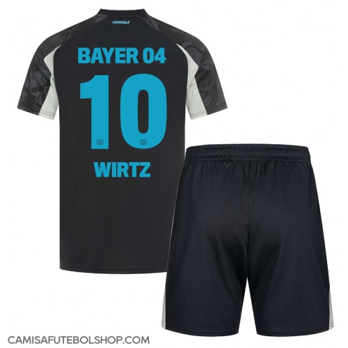 Camisa de time de futebol Bayer Leverkusen Florian Wirtz #10 Replicas 3º Equipamento Infantil 2024-25 Manga Curta (+ Calças curtas)